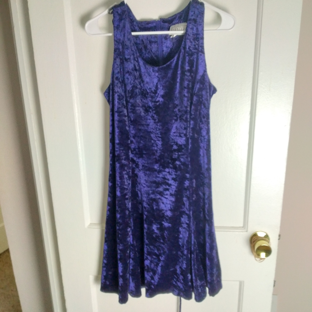 Blue Crushed Velvet Dress